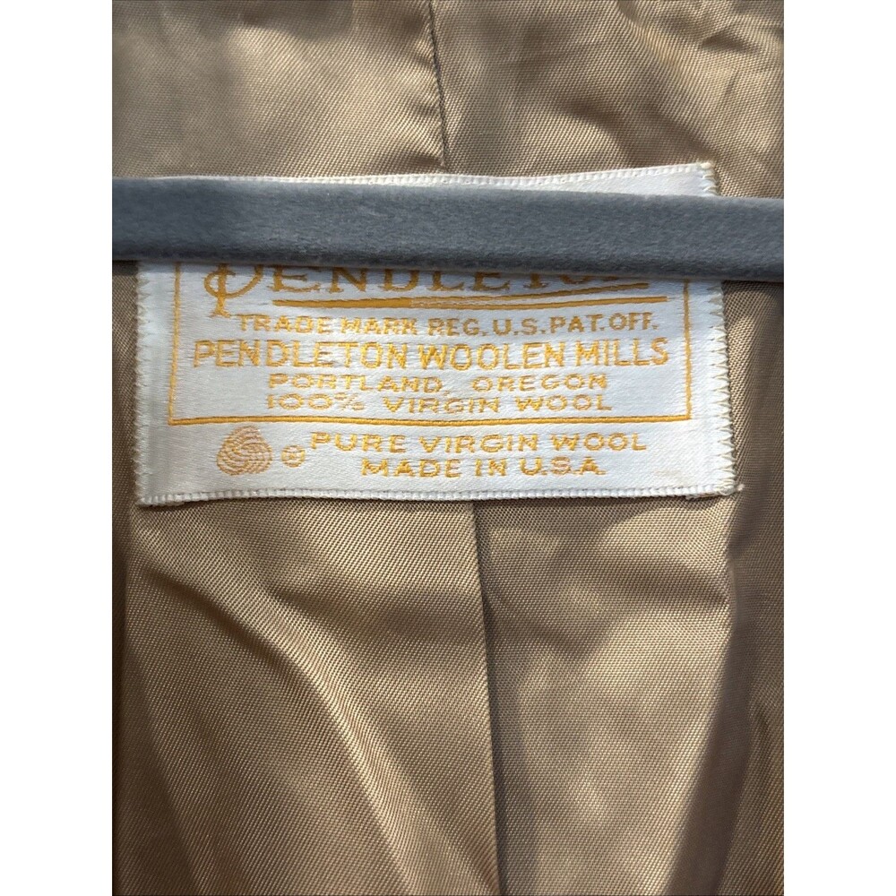 VTG Pendleton 100% Wool Double Breasted Coat Camel Quiet Luxury Minimalist Sz 10 - Picture 2 of 5